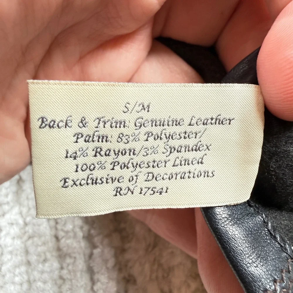 Fownes Brothers Leather Gloves Women's S/M Black Vintage Warm Sleek Utility